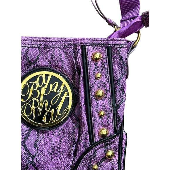 Vtg Y2K Baby Phat Purple Snake Skin Pattern Shoulder Bag Purse Studded HTF Rare - Picture 13 of 16